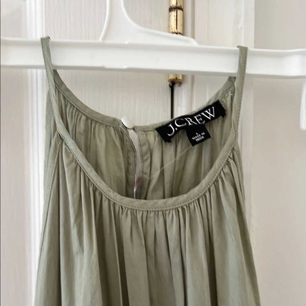 J. Crew Sage Green Tiered Midi Dress